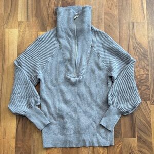 Sioni Light Gray Ribbed Cowl Neck Sweater